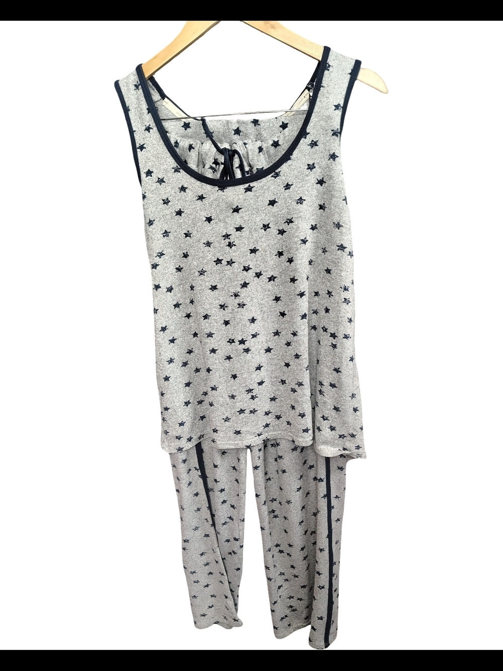 Lucky Brand Gray Star-Print Pajama Tank & Pants with Navy Trim